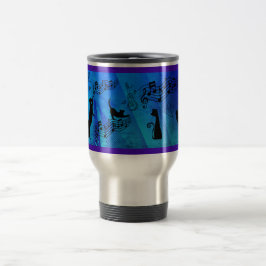 Caneca Térmica Gatos São Como Música: Partituras e Guitarras Verd