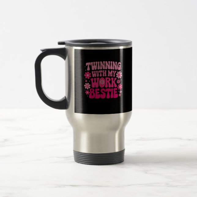 Caneca Térmica Geminando com meu trabalho Bestie Amigos Espírito  (Esquerda)