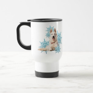 Caneca Térmica German shepherd branco deitado nos flocos de neve