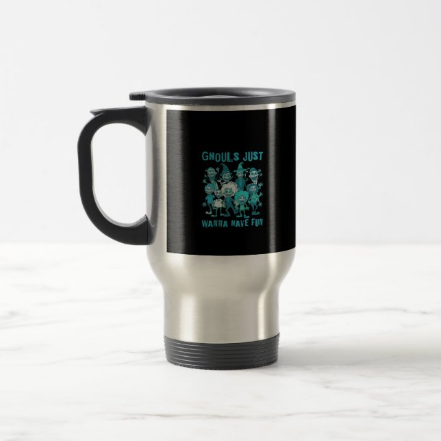 Caneca Térmica Ghouls Só Quer Se Divertir - Gráfico Design assust (Esquerda)