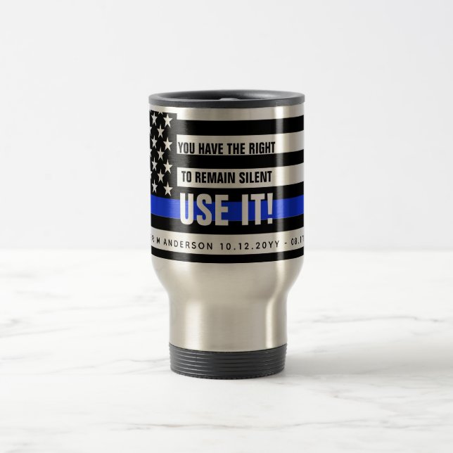 Caneca Térmica Gift. Policial de Bandeira dos EUA da linha azul F (Centro)