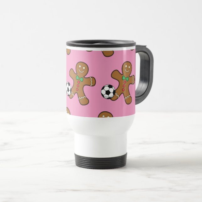 Caneca Térmica Gingerbird Man Jogando Futebol (Frente Esquerda)