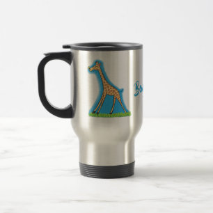 Caneca Térmica Girafa linda e feliz com cartoon de borboleta