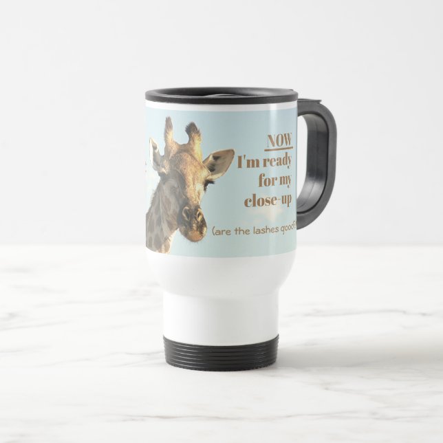 Caneca Térmica Girafa/"TINHA MEU CAFÉ/PRONTO PARA O MEU ENCERRAME (Frente Esquerda)