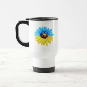 Caneca Térmica Girassol aquarela Ucrânia bandeira azul amarelo