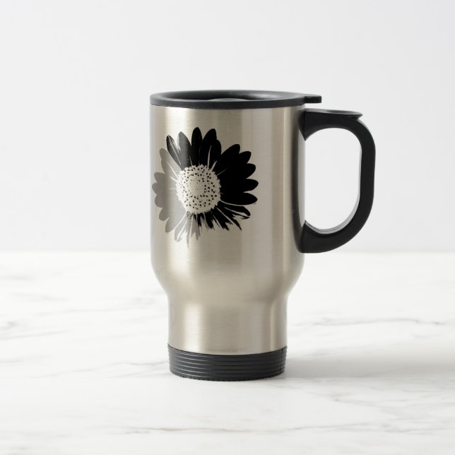 Caneca Térmica Girassol em Escala de Cinzas (Direita)