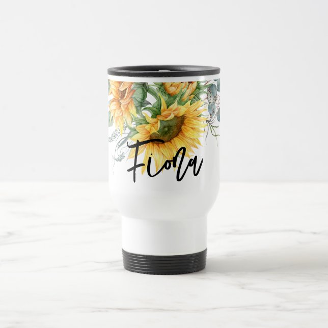 Caneca Térmica Girassol Rústico Eucalipto Personalizado (Centro)