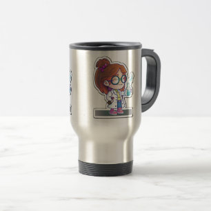 Caneca Térmica Girl Scientist Sticker Art Viagem/Viagem ao trabal