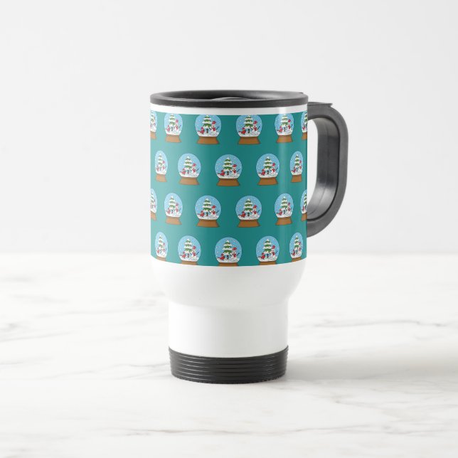Caneca Térmica Globo de Neve com Cardeal Snowman e Pine Tree (Frente Esquerda)