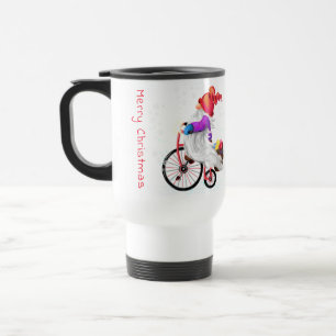 Caneca Térmica Gnome engraçado com bicicleta e presentes - Natal