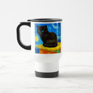 Caneca Térmica Gogh Style Starry Night Cat