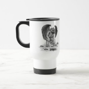 Caneca Térmica Golem Gargoyle Design preto e branco