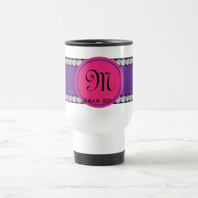 Caneca Térmica Graduação de Diamante de Monograma Magenta (Centro)