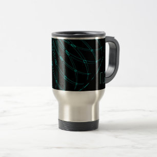Caneca Térmica Gráfico Geométrico Azul Abstrato Monograma Preto