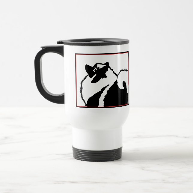 Caneca Térmica Gráficos Keeshond - Arte de Cachorro Original (Esquerda)