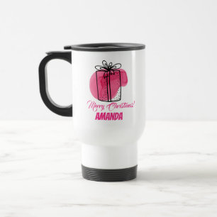 Caneca Térmica Grama de aquarela rosa