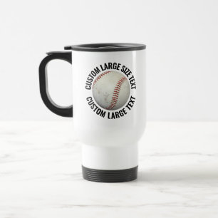 Caneca Térmica Grande Texto Personalizado Branco Beisebol Customi