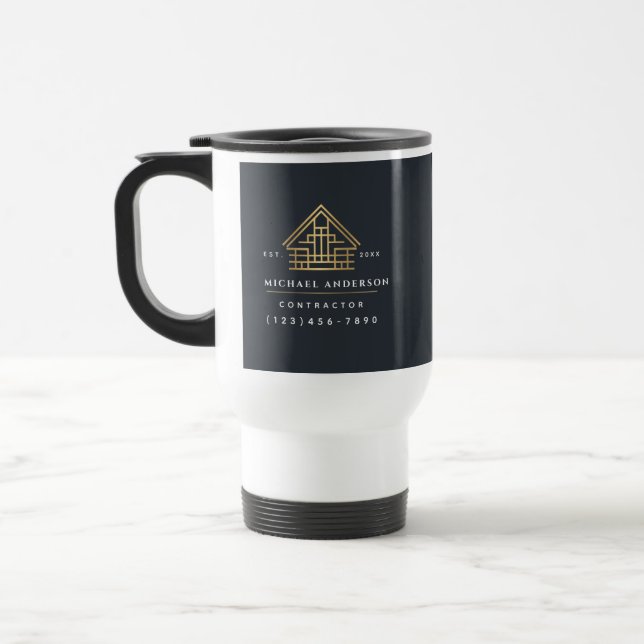 Caneca Térmica Gray Minimalist Home Building Construction (Esquerda)