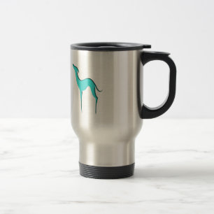 Caneca Térmica Greyhound Whippet dog turquoise blue silhoule