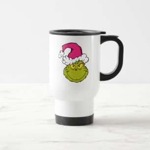 Caneca Térmica Grinch com Chapéu de Papai Noel Rosa