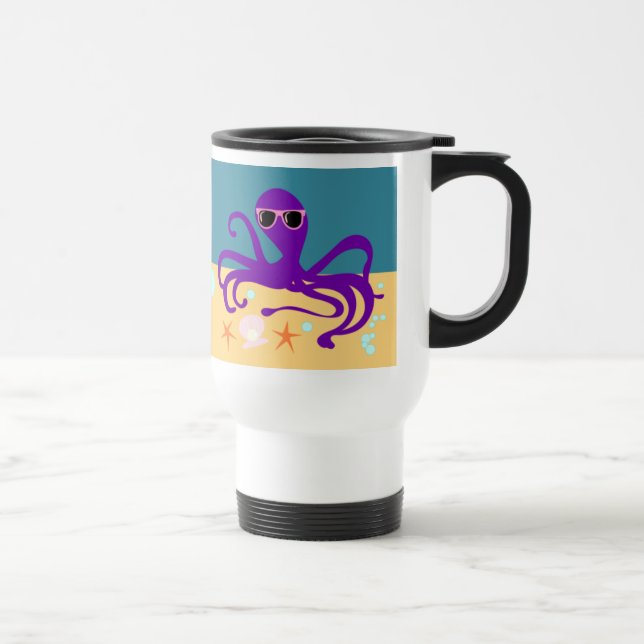 Caneca Térmica Groovy Polvo Cartoon Roxo Arte Divertida do Oceano (Direita)