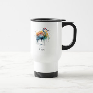 Caneca Térmica Grua Elegante: Arte em Aquarela, personalizado