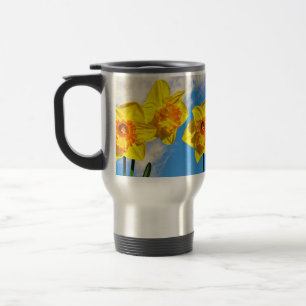 Caneca Térmica Grupo de Daffodils Dourados Flores Medalhadas