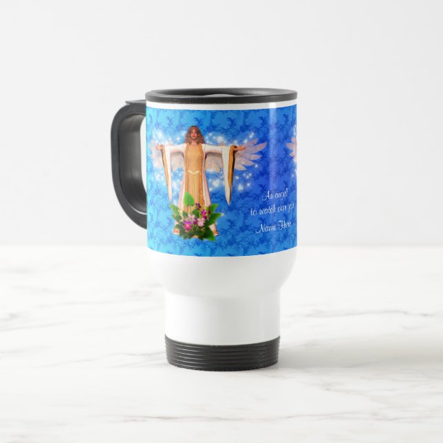 Caneca Térmica Guardian Angel Blue Inspirational Personalizado (Frente Esquerda)