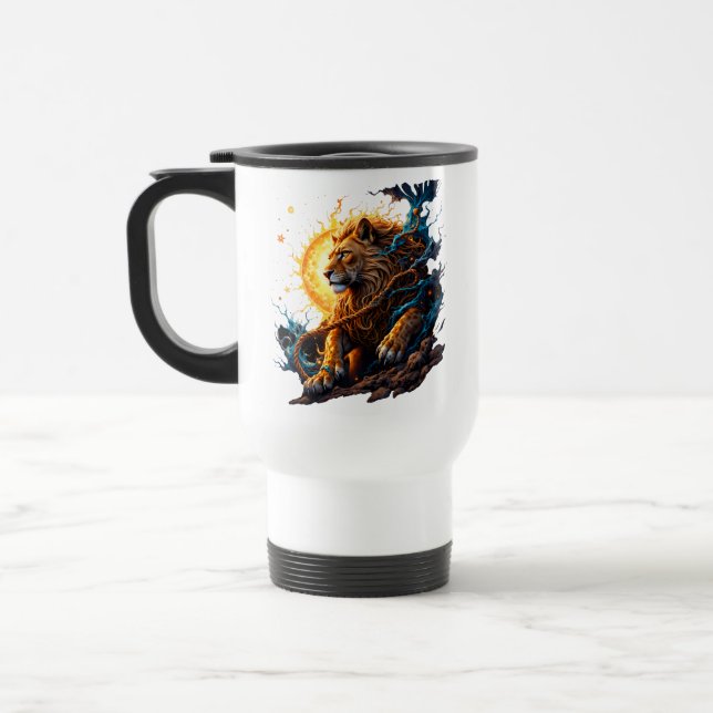 Caneca Térmica Guardião do Limiar Solar – Leão do Equilíbrio (Esquerda)