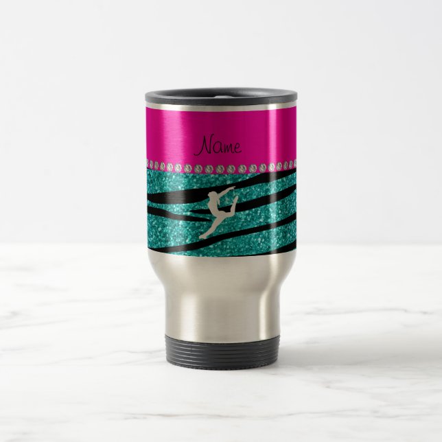 Caneca Térmica Gymnast turquoise glitter zebra strips (Centro)