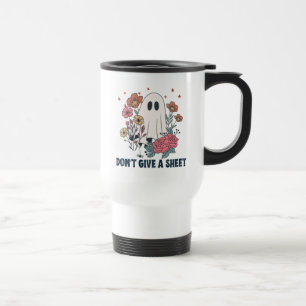 Caneca Térmica Halloween Engraçado Fantasma Vintage & Flores