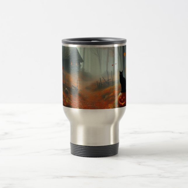Caneca Térmica Halloween/outono/Outono/Abóbora/gato (Centro)