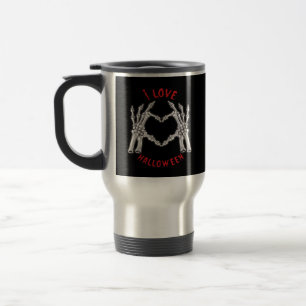 Caneca Térmica Halloween Skeletal Mãos Coração Engraçado Dizendo
