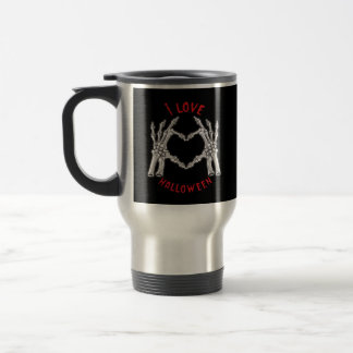 Caneca Térmica Halloween Skeletal Mãos Coração Engraçado Dizendo