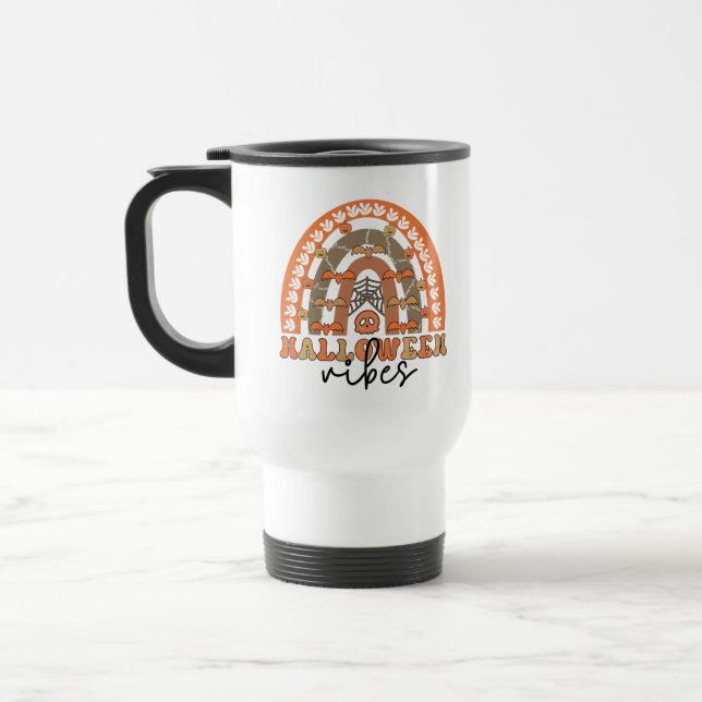 Caneca Térmica Halloween Vibes Boho Rainbow Fall Halloween (Esquerda)