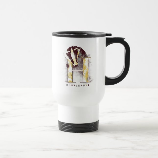 Caneca Térmica Harry Potter | HUFFLEPUFF™ Texugo Aquarela (Direita)
