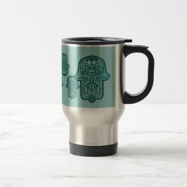 Caneca Térmica Henna Hand of Hamsa (Teal) (Direita)