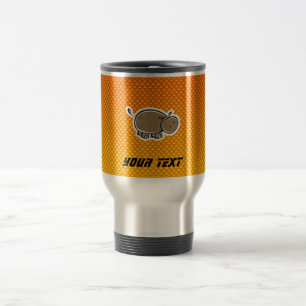 Caneca Térmica Hipopótamo bonito; Amarelo alaranjado