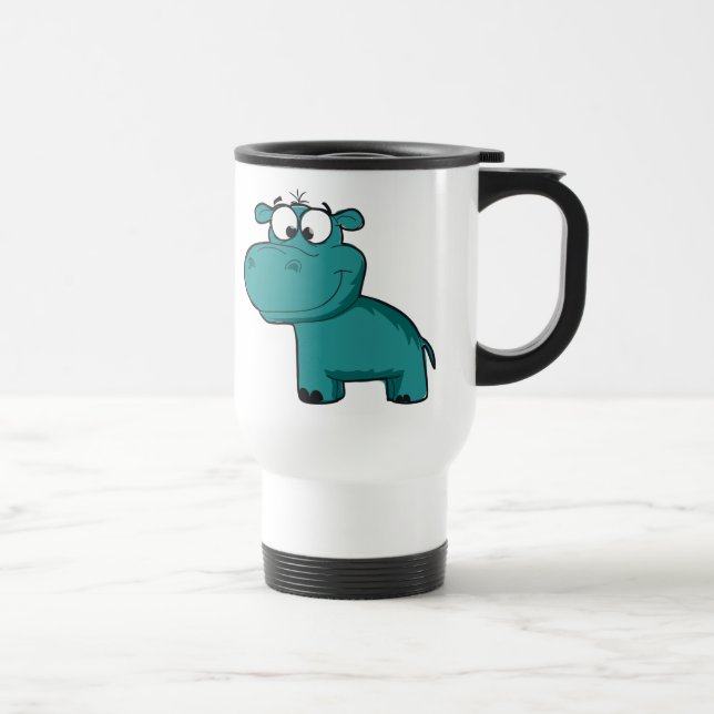 Caneca Térmica Hipopótamo feliz azul (Direita)