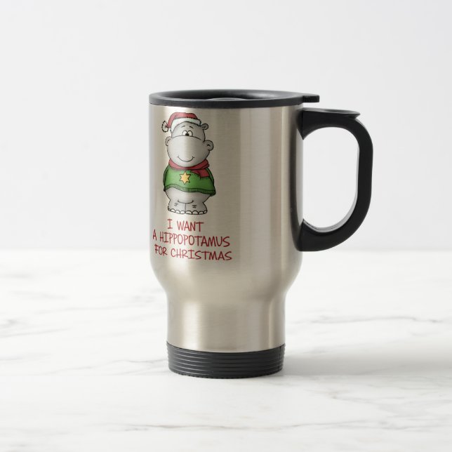 Caneca Térmica Hippopotamus para o Natal - design bonito do (Direita)