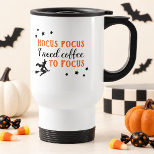 Caneca Térmica Hocus Pocus Café para Focar Laranja Dia das Bruxas