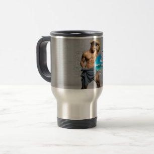 Caneca Térmica Homem artístico de SlipperyJoe numa toalha branca