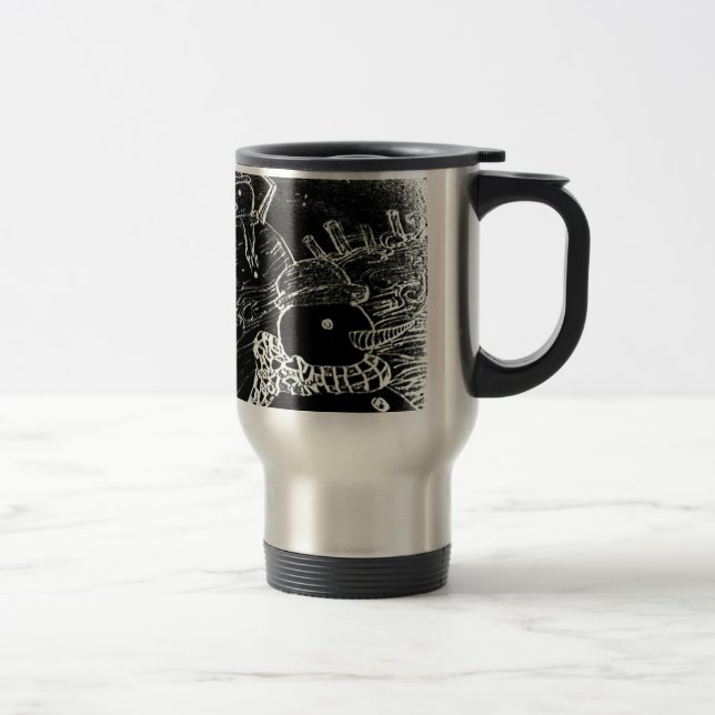 Caneca Térmica Homem de neve e Yaie no Natal preto (Direita)