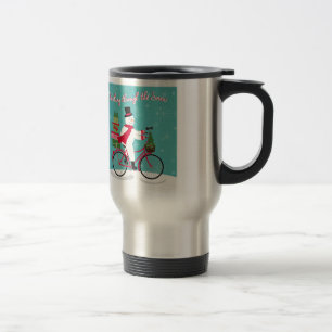 Caneca Térmica Homem de neve Whimisical de inverno na bicicleta