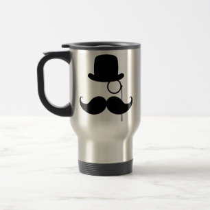Caneca Térmica Homem engraçado preto do bigode do guiador