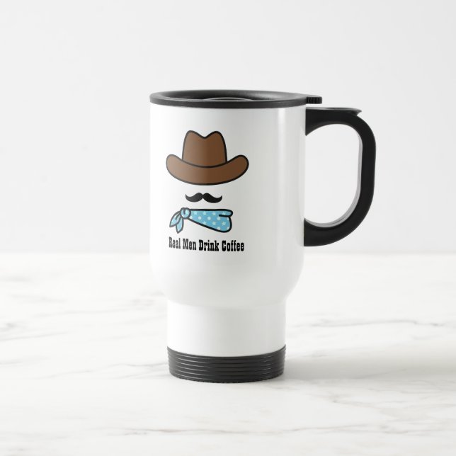 Caneca Térmica Homens de verdade bebem café e têm bigode (Direita)