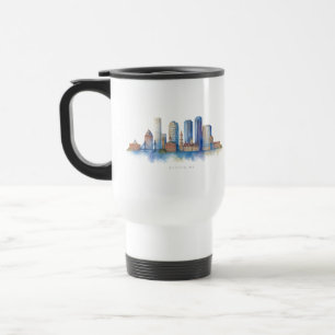Caneca Térmica Horizonte de Boston em Aquarela Moderno Boston M