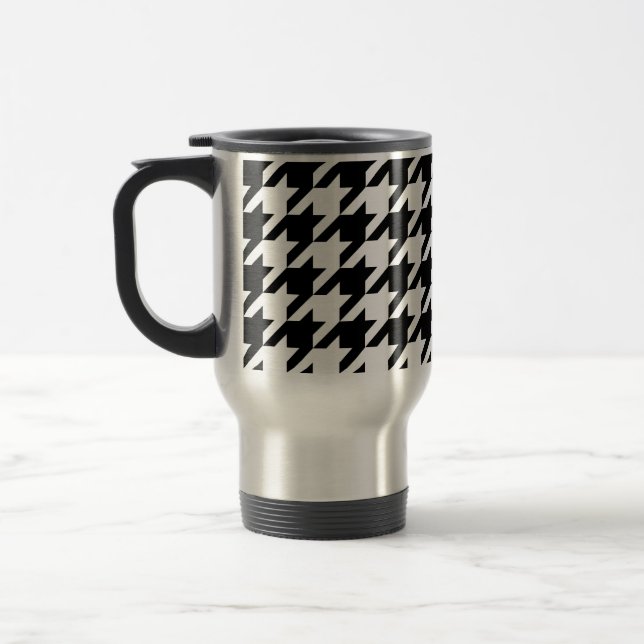 Caneca Térmica Houndstooth preto e branco (Esquerda)