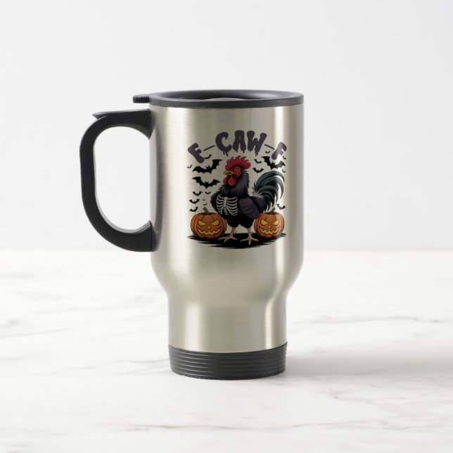 Caneca Térmica Humor Corvo F-Caw-F Engraçado Gótico (Esquerda)