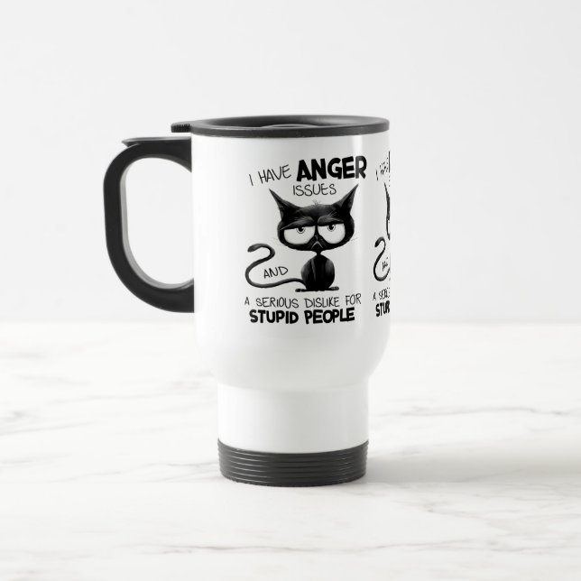 Caneca Térmica I Have Anger Issues Funny Cat Lover Gift  (Esquerda)